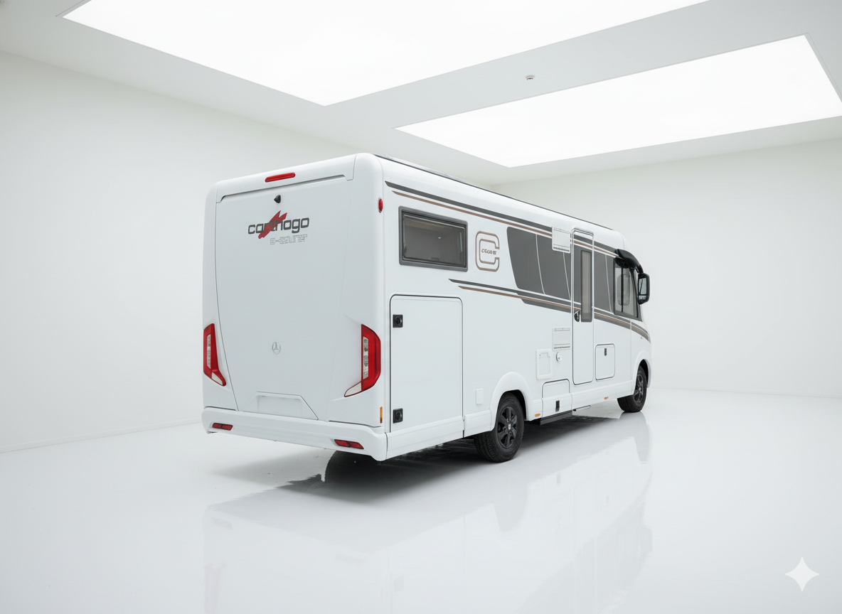 Rückansicht des Carthago C1-tourer Edition+ I – Wohnmobil mit eleganter Linienführung