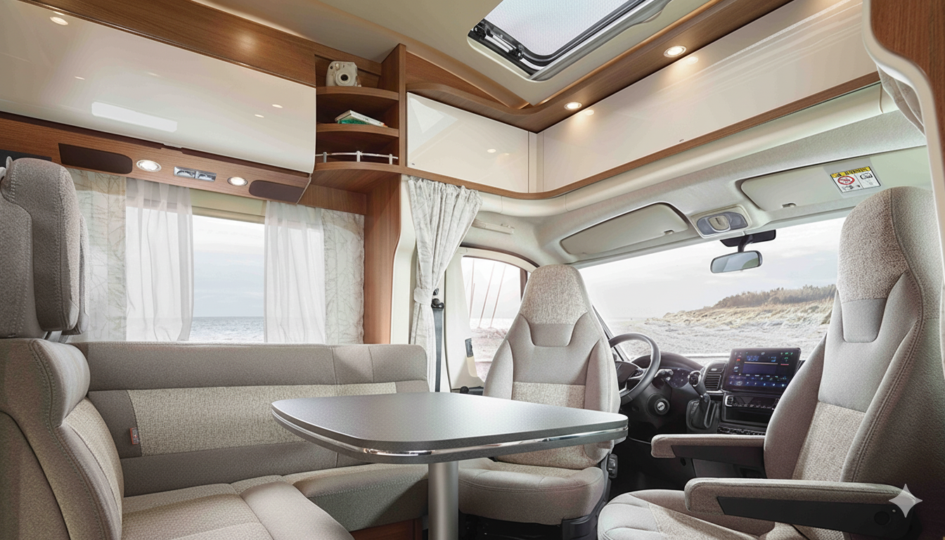 Interieur des Carthago C1-tourer Edition+ T – Blick in den Wohnraum